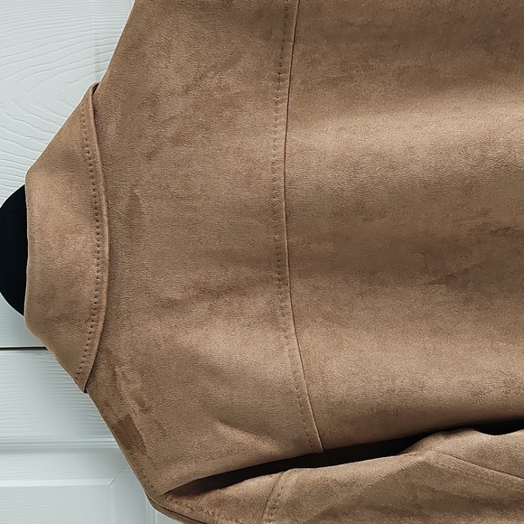 NWT Max Studio Utilatarian Zip/Button Closure Faux Suede Jacket Pockets XL Camel - Picture 12 of 14